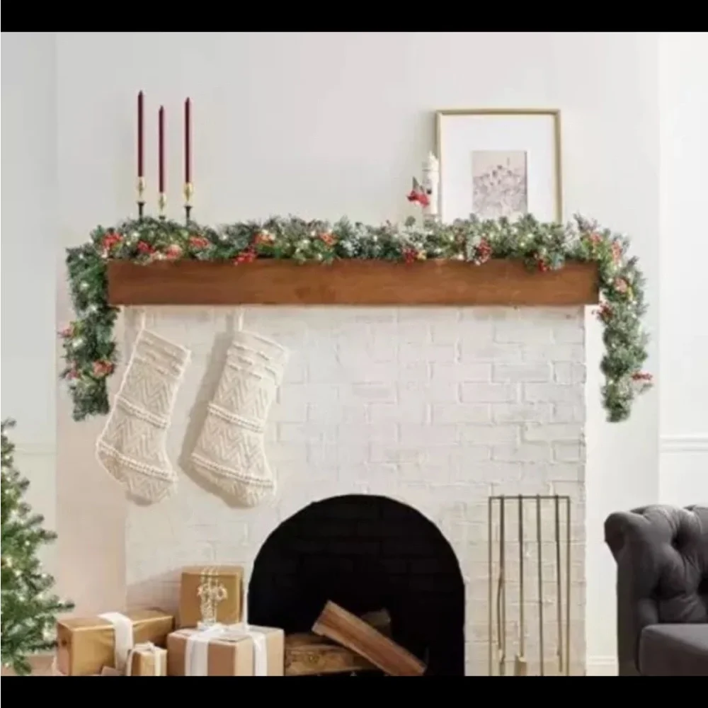 National Tree Company Outdoor Pre-lit Artificial Garland 9ftLong 50 White Lights
